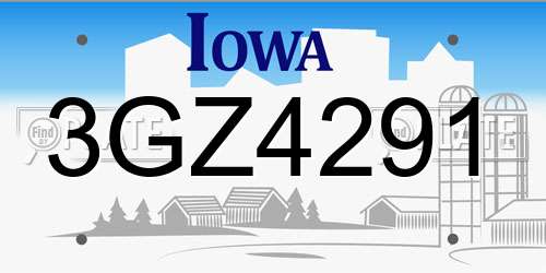 3GZ4291 Iowa License Plate
