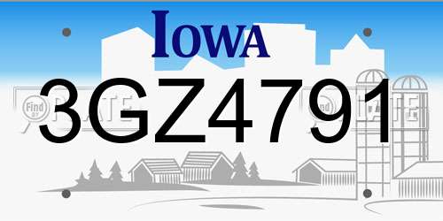 3GZ4791 Iowa License Plate
