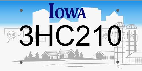 3HC210 Iowa License Plate