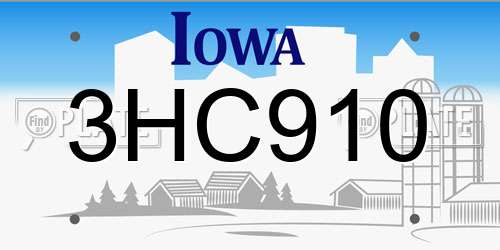 3HC910 Iowa License Plate
