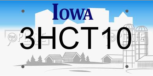 3HCT10 Iowa License Plate