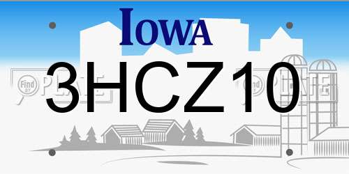 3HCZ10 Iowa License Plate