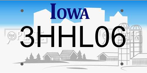 3HHL06 Iowa License Plate