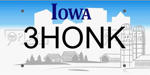 3HONK Iowa License Plate