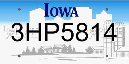 3HP5814 Iowa License Plate