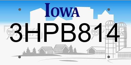 3HPB814 Iowa License Plate
