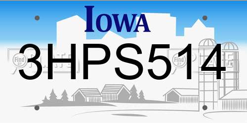 3HPS514 Iowa License Plate