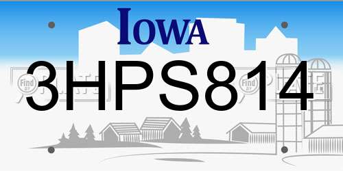 3HPS814 Iowa License Plate