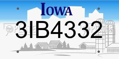 3IB4332 Iowa License Plate