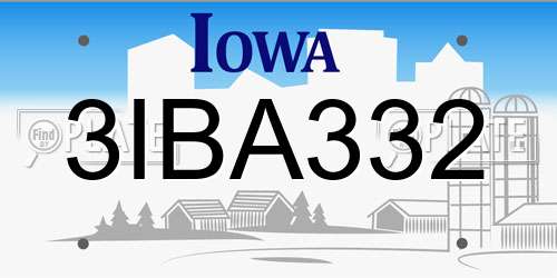 3IBA332 Iowa License Plate