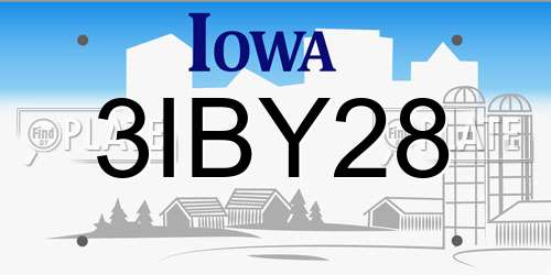3IBY28 Iowa License Plate