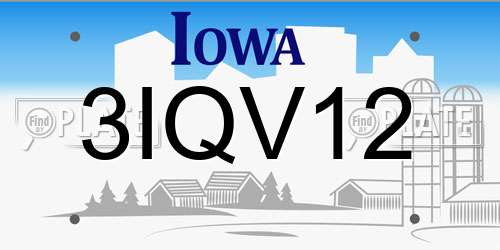 3IQV12 Iowa License Plate