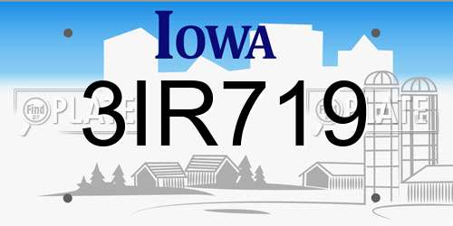 3IR719 Iowa License Plate