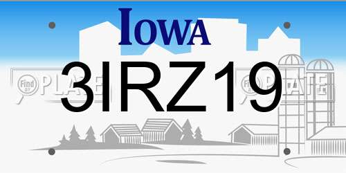 3IRZ19 Iowa License Plate
