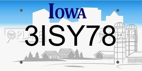 3ISY78 Iowa License Plate
