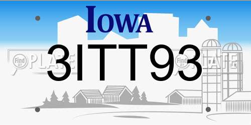 3ITT93 Iowa License Plate