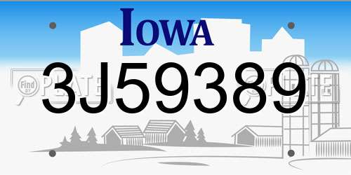 3J59389 Iowa License Plate