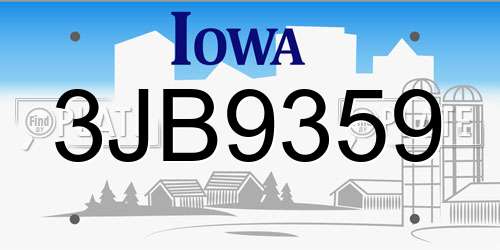3JB9359 Iowa License Plate