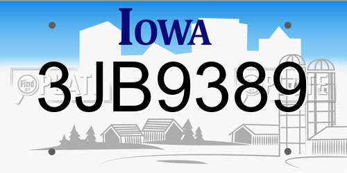 3JB9389 Iowa License Plate