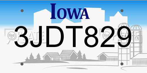 3JDT829 Iowa License Plate