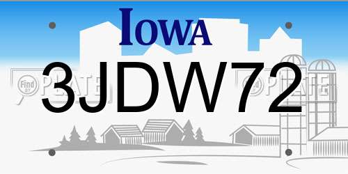 3JDW72 Iowa License Plate