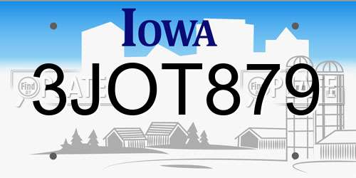 3JOT879 Iowa License Plate