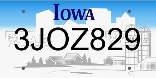 3JOZ829 Iowa License Plate