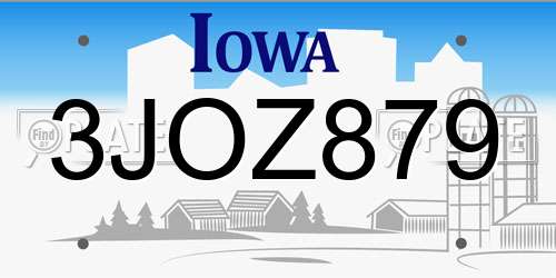 3JOZ879 Iowa License Plate