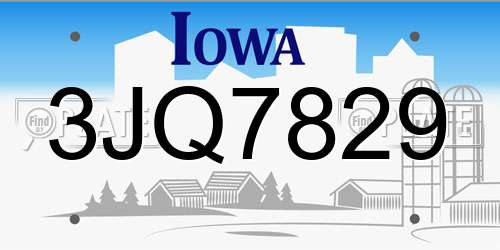 3JQ7829 Iowa License Plate