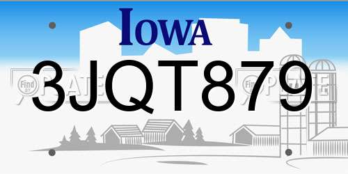3JQT879 Iowa License Plate