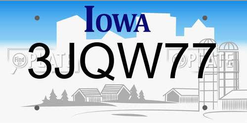 3JQW77 Iowa License Plate