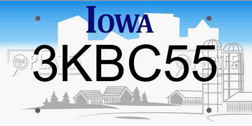 3KBC55 Iowa License Plate