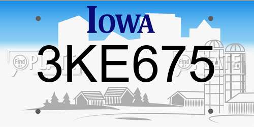 3KE675 Iowa License Plate