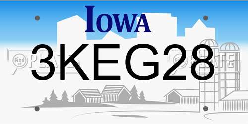 3KEG28 Iowa License Plate