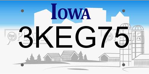 3KEG75 Iowa License Plate