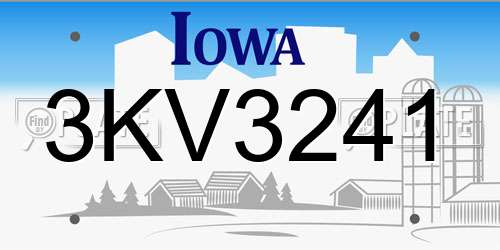 3KV3241 Iowa License Plate