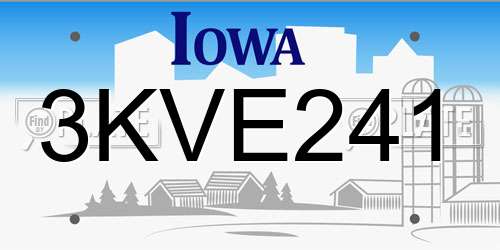 3KVE241 Iowa License Plate