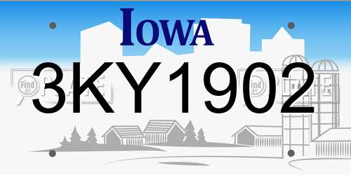 3KY1902 Iowa License Plate