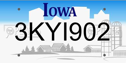 3KYI902 Iowa License Plate