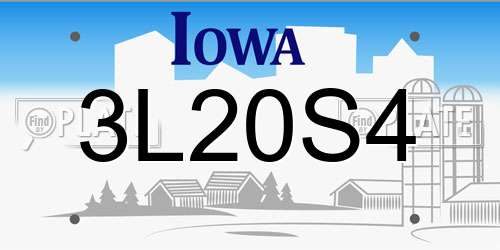 3L20S4 Iowa License Plate