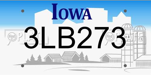 3LB273 Iowa License Plate