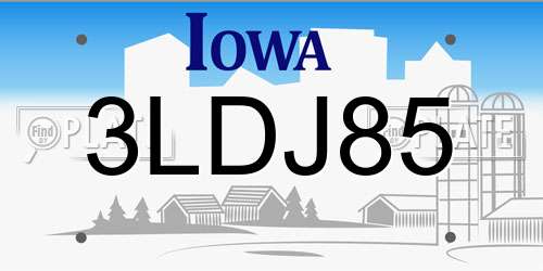 3LDJ85 Iowa License Plate