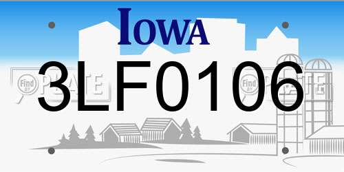 3LF0106 Iowa License Plate