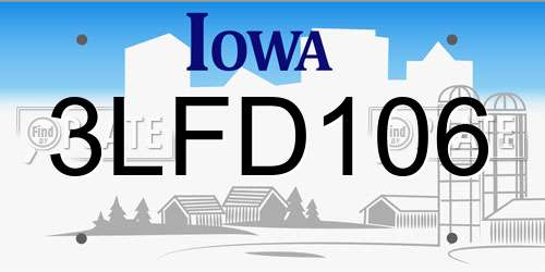 3LFD106 Iowa License Plate