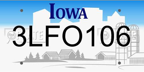 3LFO106 Iowa License Plate
