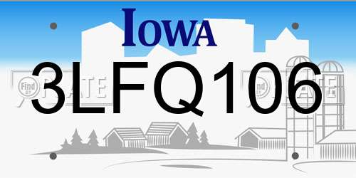 3LFQ106 Iowa License Plate