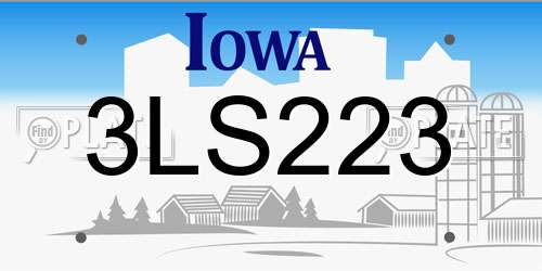3LS223 Iowa License Plate
