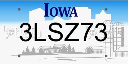 3LSZ73 Iowa License Plate
