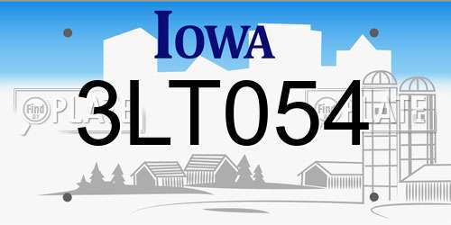 3LT054 Iowa License Plate