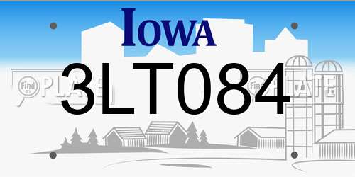 3LT084 Iowa License Plate